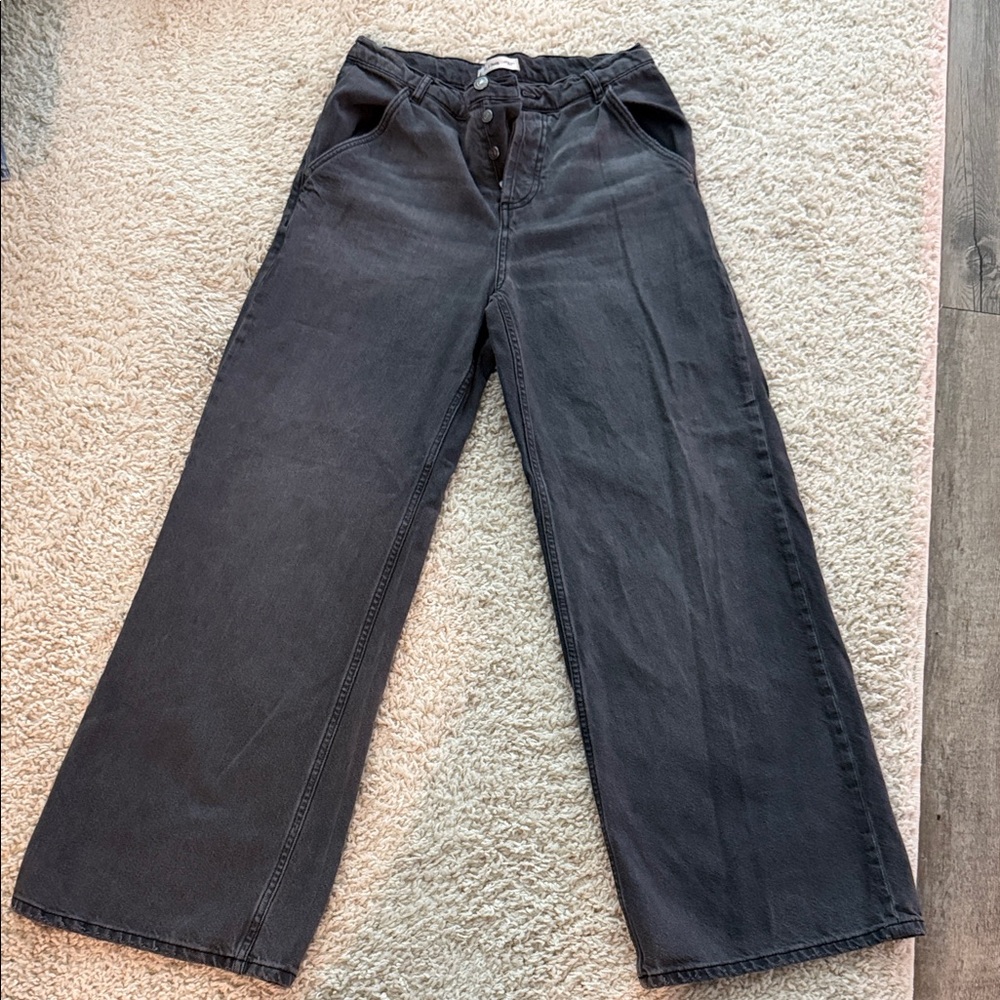 Mango Charcoal Denim Trousers